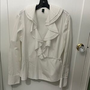 LAUREN Ralph Lauren White Ruffled Blouse